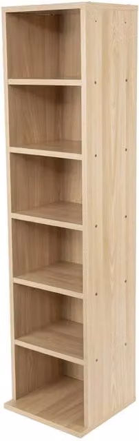 FLAVORA Natural Wooden CD DVD Media Storage Rack in Brown and Beige, W: 50 cm