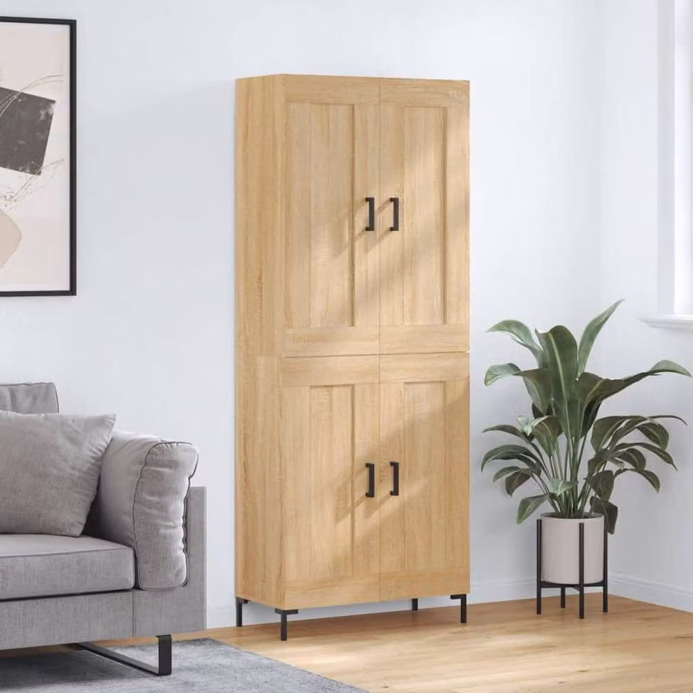 Berkfield Home Sonoma Oak Highboard in Light Tan, W/D/H: 69.5 x 34 x 180 cm – 2