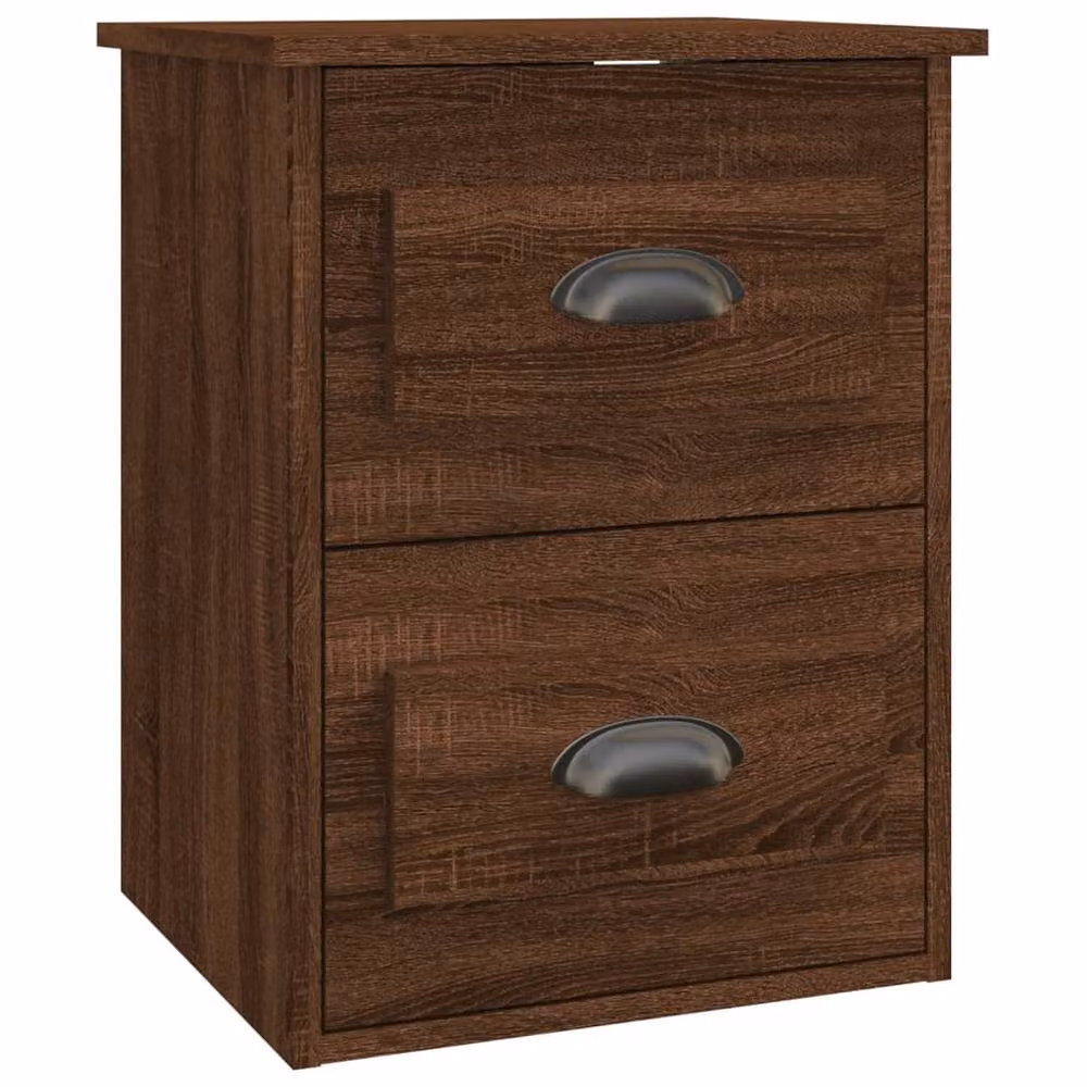 Berkfield Home Elegant Wall-mounted Bedside Cabinet in Brown Oak, W: 41.5 cm, D: 36 cm, H: 53 cm – 2