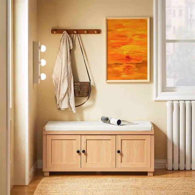SoBuy Entrance Bench with Storage in Light Oak