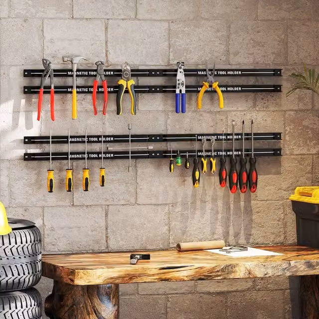 Costway Heavy-Duty Magnetic Tool Holder Wall-Mounted Steel Bar in Black – 1