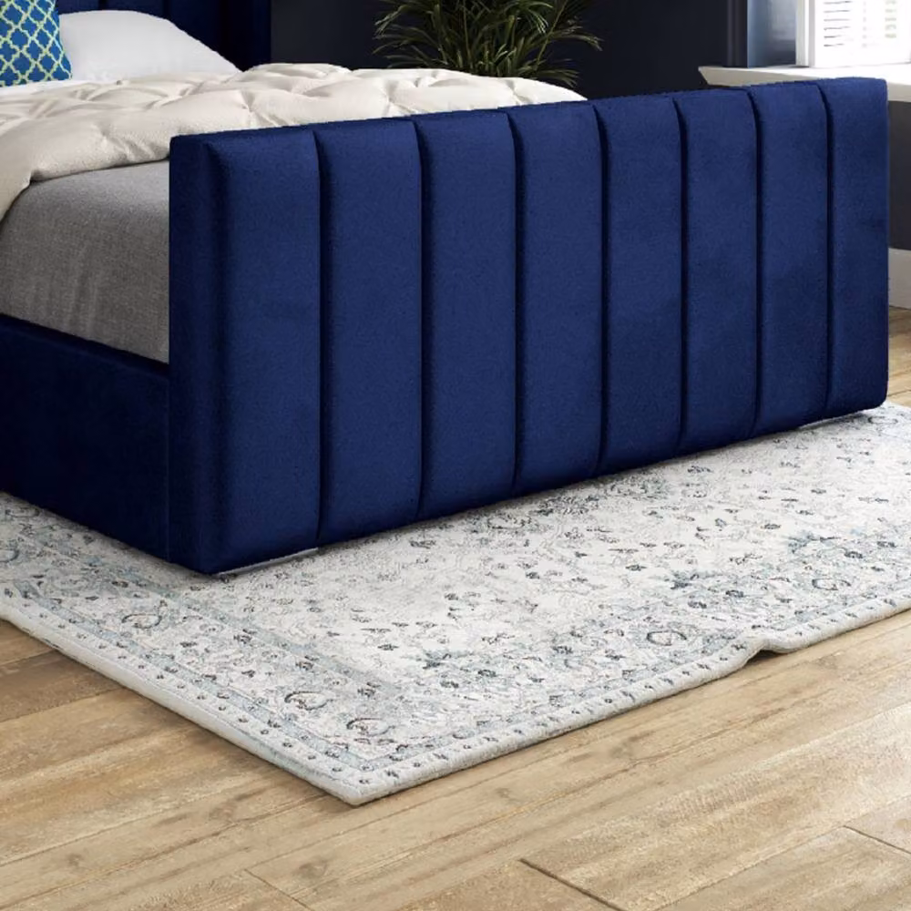 Casani Sherington Upholstered Blue Velvet Designer Bed Frame, W/D/H: 140 x 200 cm – 5