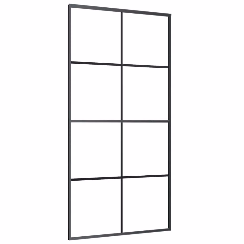 Berkfield Home Black Aluminium and ESG Glass Sliding Door W: 102.5 cm, H: 205 cm – 1