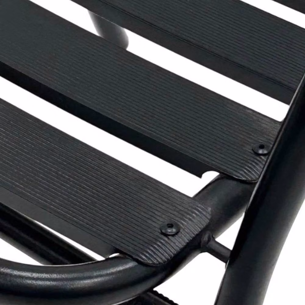 NESTLUNE Set of 2 Black Powder Coated Steel Garden Chairs with Armrests, H 100 cm x W 15 cm – 3