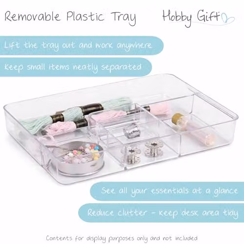 Hobby Gift Bee Hive Embroidered Sewing and Craft Storage Box in White and Beige – 2