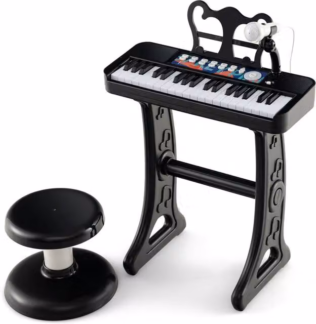Costway Toddler Electronic Music Keyboard with Microphone in Black