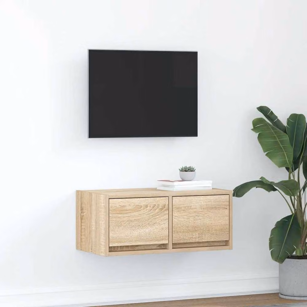 Berkfield Home Sonoma Oak TV Cabinet in Brown and Beige, W/D/H: 60 x 31 x 25.5 cm – 2