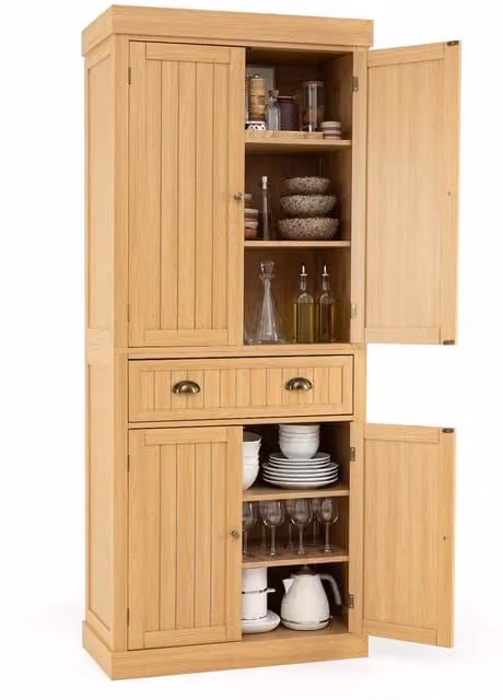 Costway Tall Wooden Kitchen Cupboard and Buffet Pantry Storage Cabinet with Drawers in Beige, Sand or Brown – 1