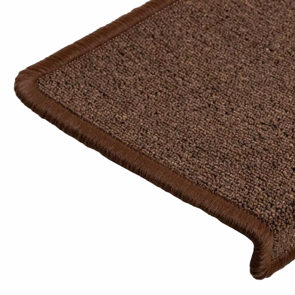 Berkfield Home Self-Adhesive Carpet Stair Treads, 15 Pieces, Brown, W: 65 cm, D: 21 cm, H: 4 cm – 5