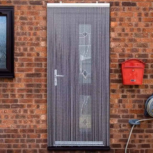 SPETLEK Aluminium Chain Door Curtain, Silver, W: 90 cm, H: 214 cm