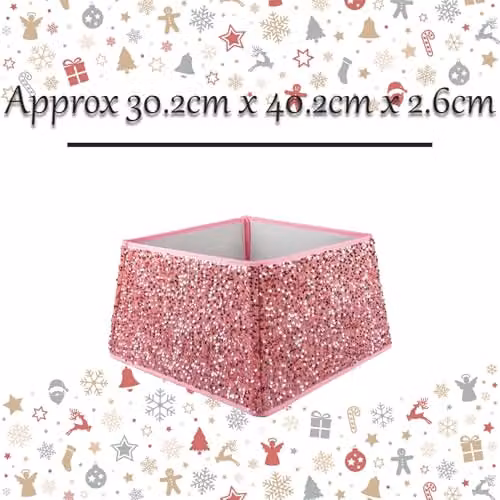 VFM e-Store Folding Sequin Christmas Tree Skirt in Rose Pink, Diameter: 30.2 cm – 2