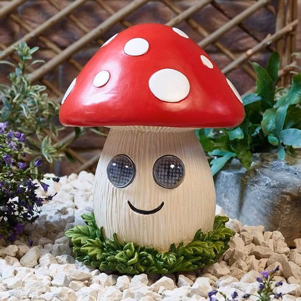 Marco Paul Solar LED Blinkin Mushroom Garden Ornament in Red, Height: 30 cm – 2