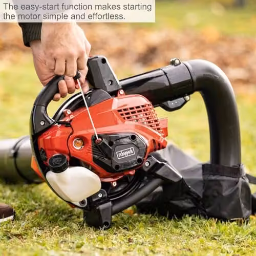 Scheppach LBH3500P Petrol Leaf Blower Vacuum in Red with 25.4cc Engine, 260 km/h Air Speed, 790 m3/h Airflow and 50L Collection Bag – 5