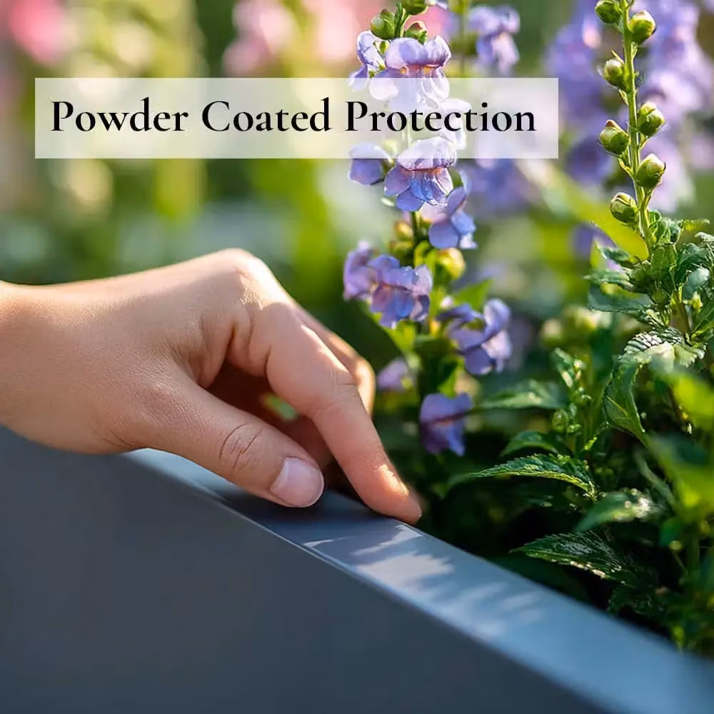 Access Garden Products Matte Grey Galvanised Steel Trough Planter Tub – 3