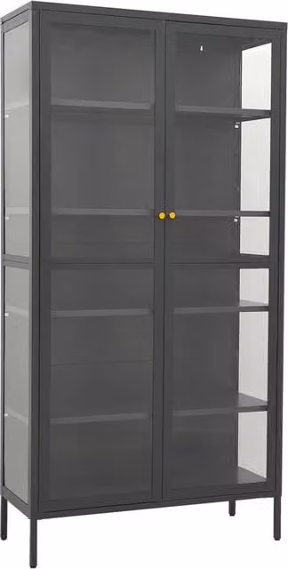 Berkfield Home Anthracite Display Cabinet with Glass Doors and Internal Shelves in Black, W/D/H: 90 x 40 x 180 cm – 1