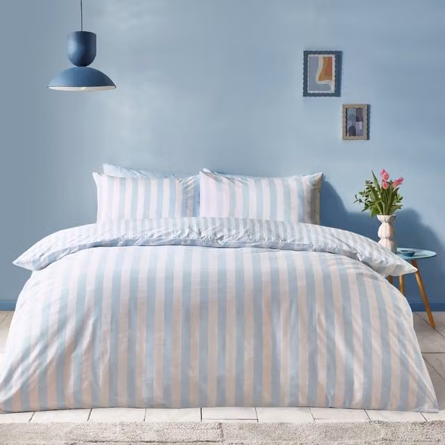 Sassy B Stripe Tease Blue Striped Duvet Cover Bedding Set