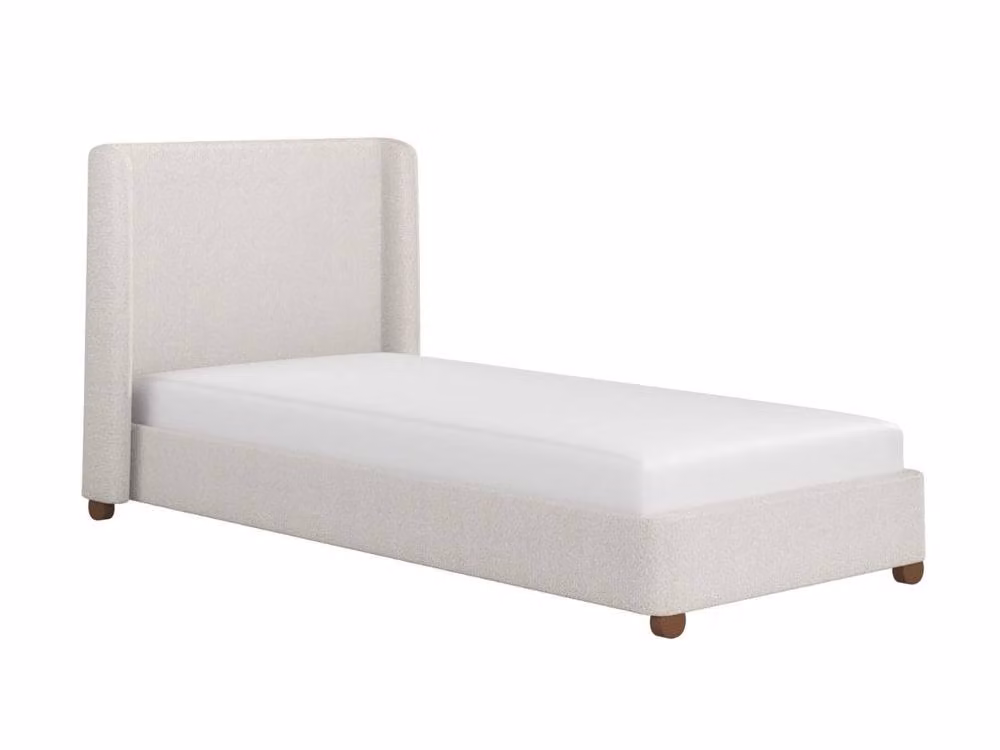 Flair Alma Single Winged Headboard Bed in Beige Bouclé and Velvet – 2