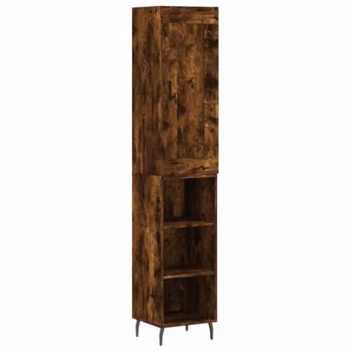 vidaXL Modern Highboard in Smoked Oak, W/D/H: 34.5 x 34.5 x 180 cm – 1