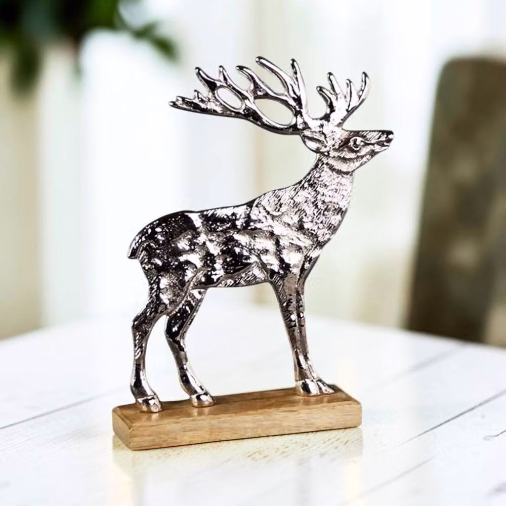 Four Candle Silver Metal Reindeer Christmas Tabletop Decoration, Height: 19 cm – 2