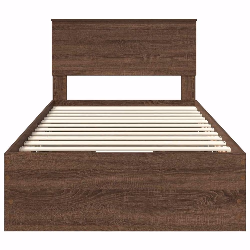 Berkfield Home Modern Bed Frame with Drawers in Brown Oak, W/D/H: 100 x 200 cm – 4