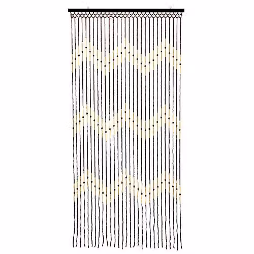 JVL Tuscany Hanging Waves Wooden Beaded Door Curtain Screen, Multicolour, W: 90 cm, H: 180 cm – 1