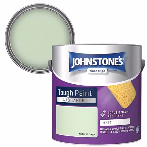 Johnstone's Natural Sage Matt Emulsion Paint, Water Based and Low Emission, 2.5L – 2