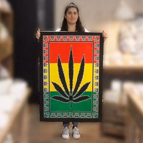 KDMD Herbal Leaf Floral Cotton Wall Hanging, Multicolour and Black, W: 112 cm, H: 78 cm – 2