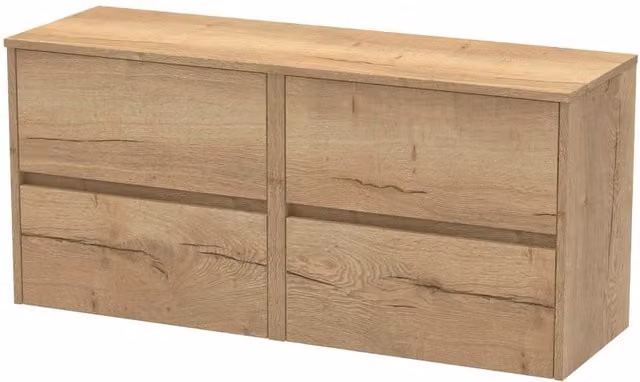 Balterley Chartley 4 Drawer Wall Hung Vanity Unit in Autumn Oak Brown, Width: 120 cm