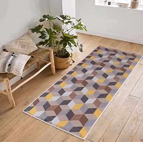 Serdim Rugs Havana Non-Slip Washable Kitchen Floor Mat, Gold and Multicolour, W: 57 cm, L: 90 cm – 1