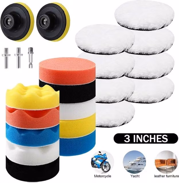SPETLEK 23-Piece Car Polisher Pad Buffer Set for Waxing and Buffing, Multicolour – 1