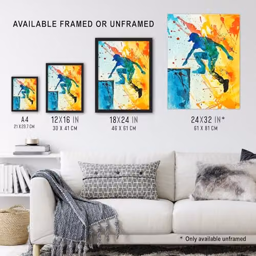Artery8 Parkour Jump Urban Sport Abstract Wall Art Poster Print, Multicolour, W: 45.72 cm, H: 60.96 cm – 3