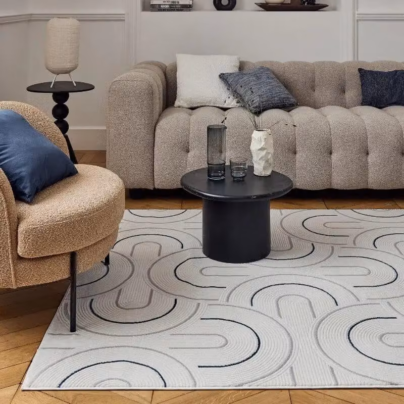 THE RUGS Carmel Modern Arch Design Soft Pile Area Rug or Runner in Navy and Multicolour, W: 80 cm, L: 300 cm – 4