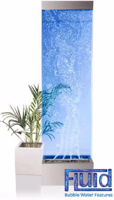 Fluid Orion Primrose Acrylic Bubble and Water Wall with Colour Changing LEDs in Silver