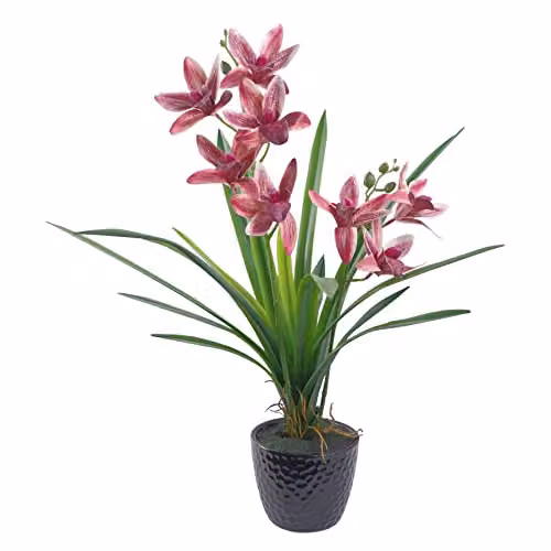 Leaf Dark Pink Artificial Orchid in Ceramic Planter, Height: 50 cm – 2