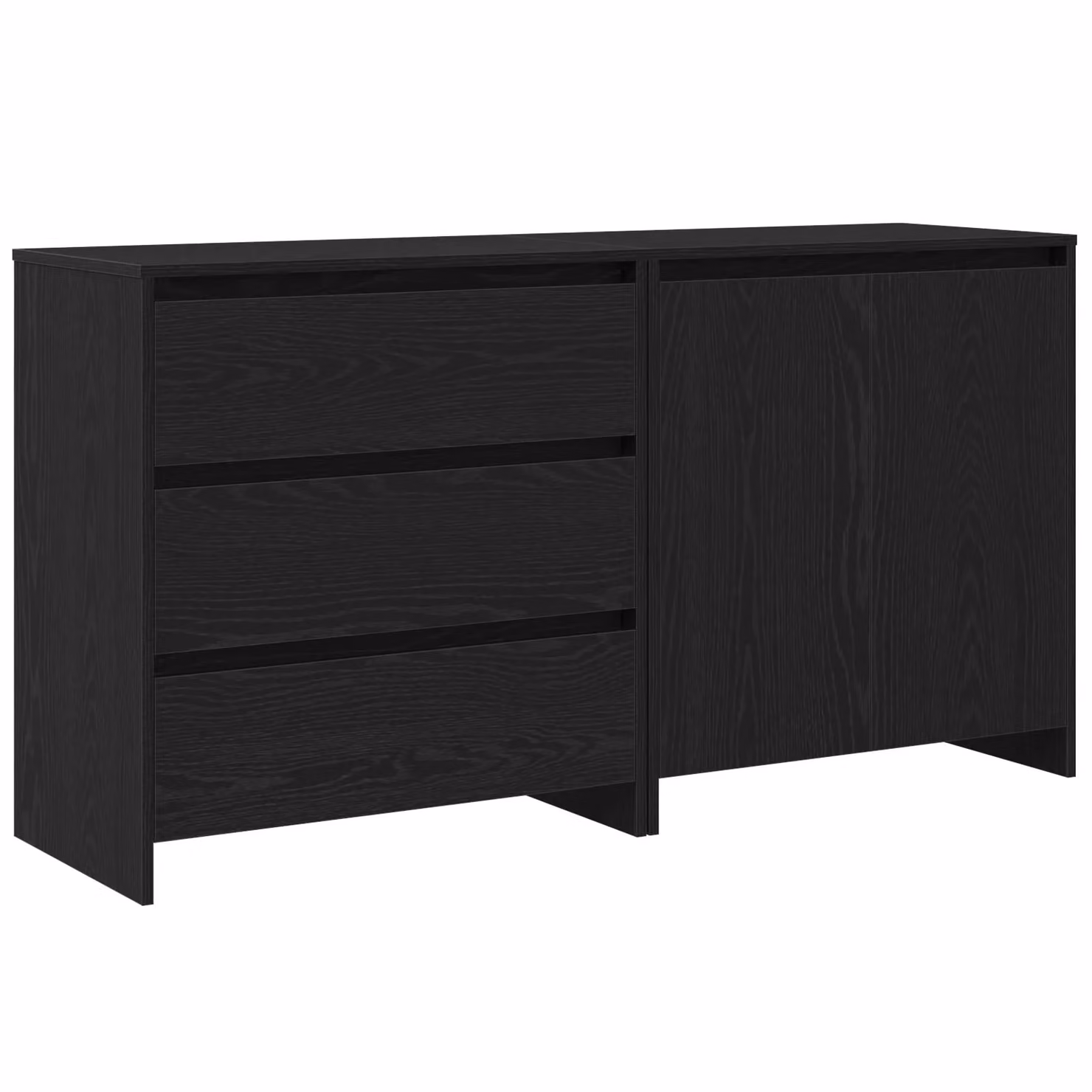 Berkfield Home 2-Piece Modern Sideboard Set in Black Oak Matt MDF – 2