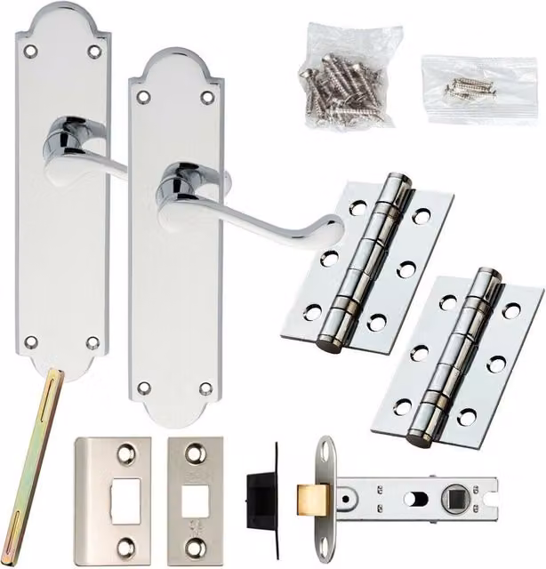 Loops Chrome Victorian Scroll Lever Door Handle and Latch Pack
