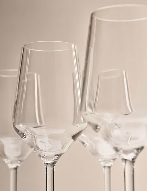 M&S Set of 4 Transparent Angular Picnic Wine Glasses