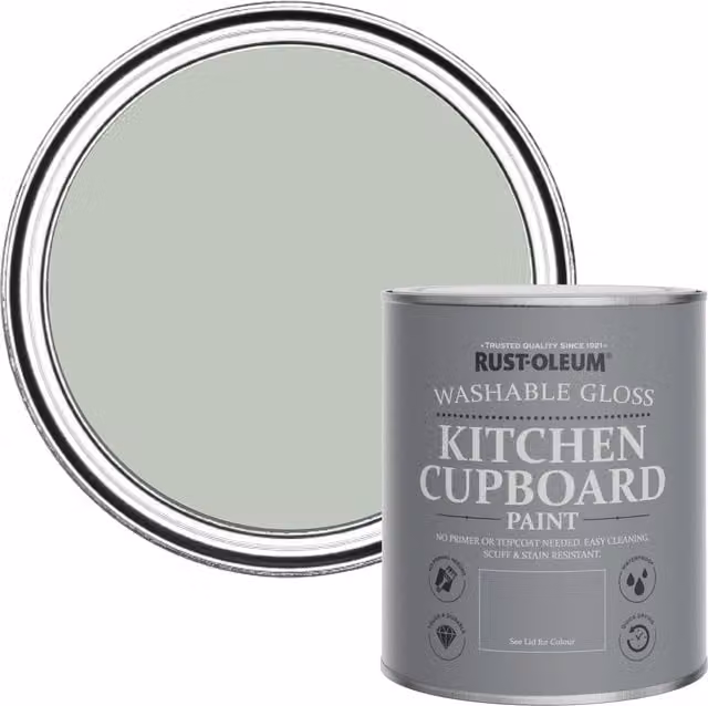 Rust-Oleum Kitchen Cupboard Paint in Gloss Finish, Chalk Green, 750ml