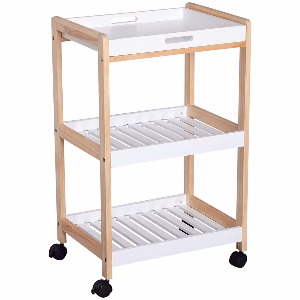 Wyld Haus Vesa 3 Tier Mobile Kitchen Trolley with Removable Tray, White, H 74.5 x W 35.0 x D 35.0 cm – 2