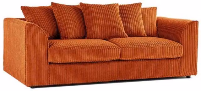 Bliss Furniture 3 Seater Scatter Back Sofa in Orange Jumbo Cord Fabric