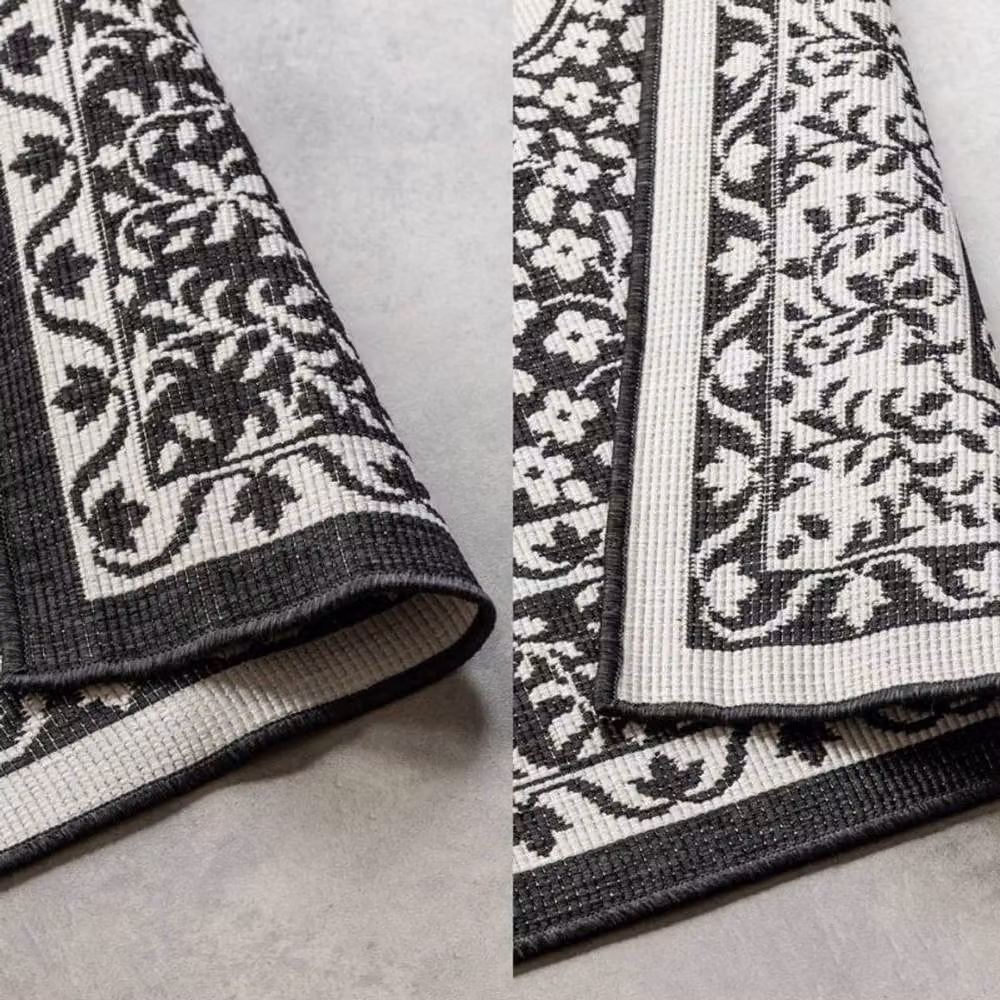 THE RUGS Gemini Reversible Indoor and Outdoor Polypropylene Medallion Rug in Black, W: 200 cm, D: 290 cm – 5