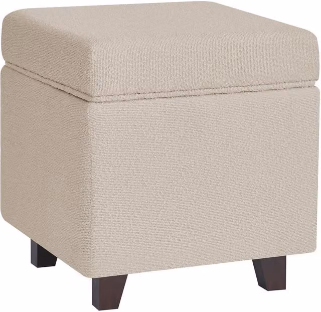 Livinluxury Beige Bouclé Fabric Ottoman Footstool with Storage