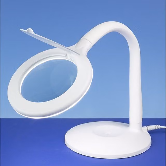 Lightcraft White LED USB Tabletop Magnifier Lamp with Adjustable Flexible Arm for Reading and Task Lighting
