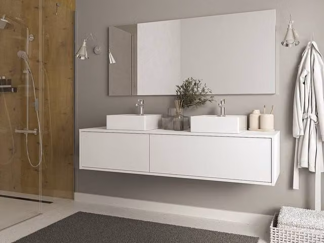 Vente-unique ISAURE II Wall-Mounted Minimalist Bathroom Vanity Unit in White