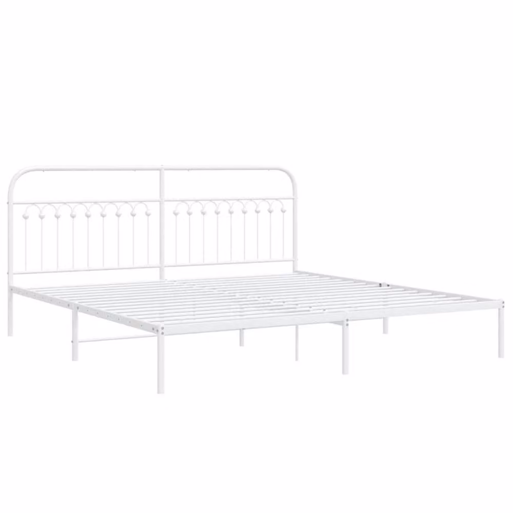 Berkfield Home Metal Bed Frame with Headboard, White, 193 x 203 cm – 3