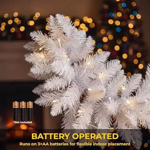 Shatchi 2m Alaskan White Pine Christmas Garland with Warm White LED Lights – 5
