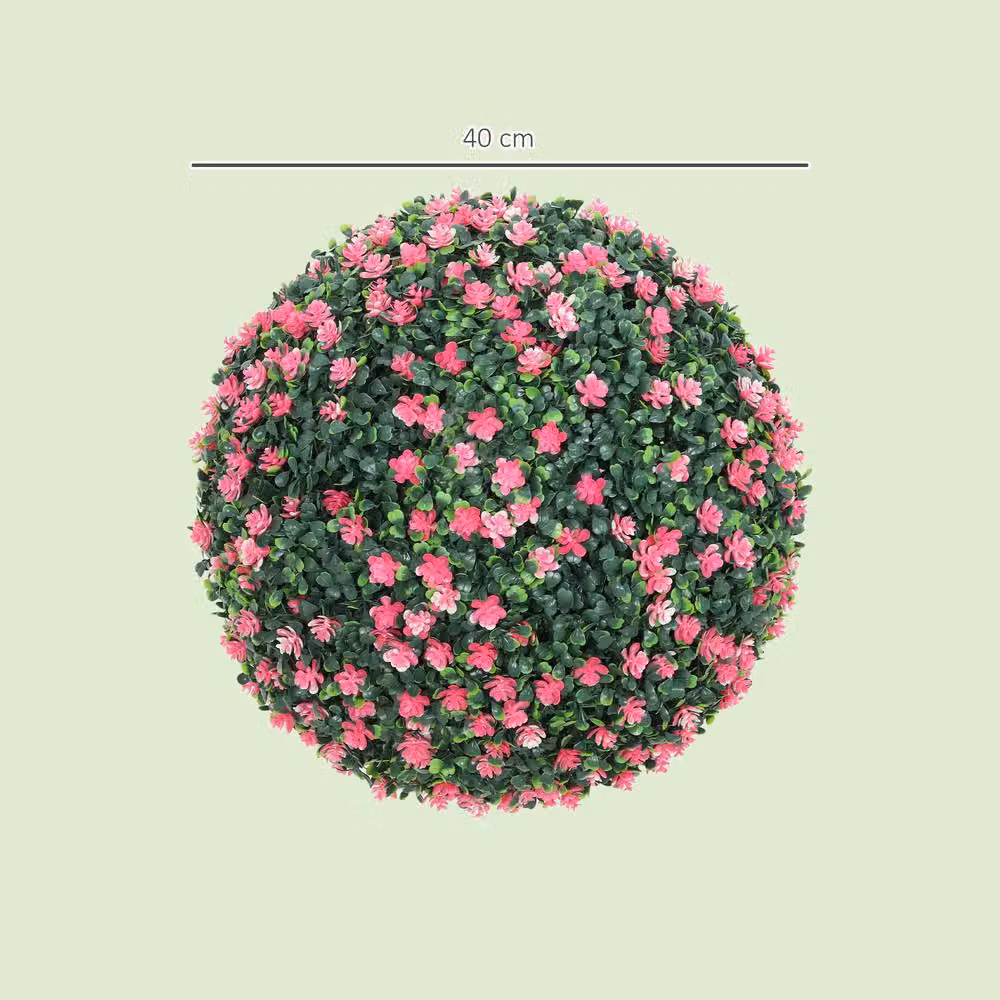 STILVORA Set of 2 Pink Artificial Round Topiary Balls, Diameter: 40 cm – 4