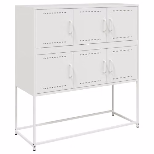 vidaXL Modern White Metal Sideboard W/D/H: 100.5 x 39 x 107 cm