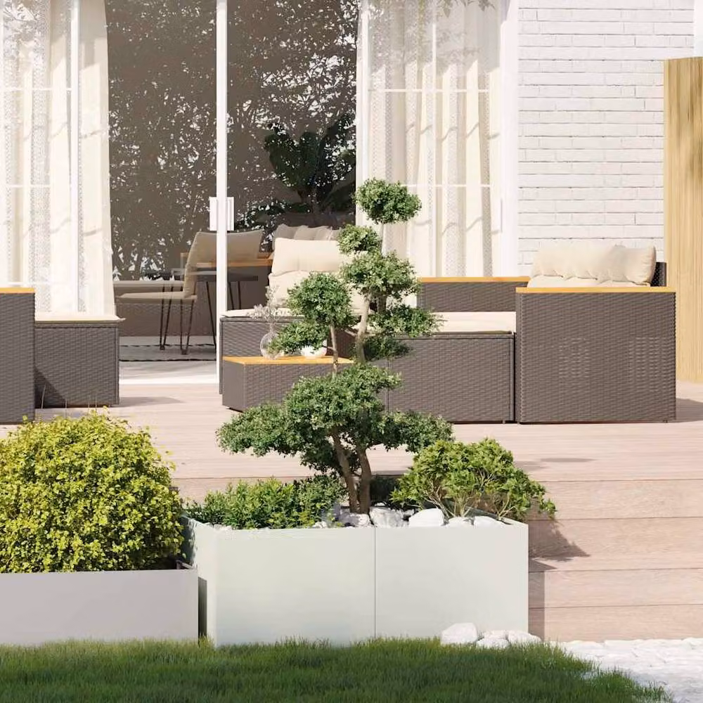 Berkfield Home Steel Tub Planter in White, W/D/H: 100 x 100 x 40 cm – 2