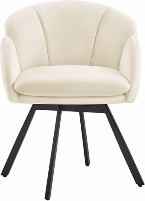 SPETLEK Beige Velvet 360 Degree Swivel Tub Armchair with Metal Frame – 1